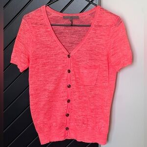 Halston Heritage short sleeve cardigan. Guava color. Size S. Excellent condition